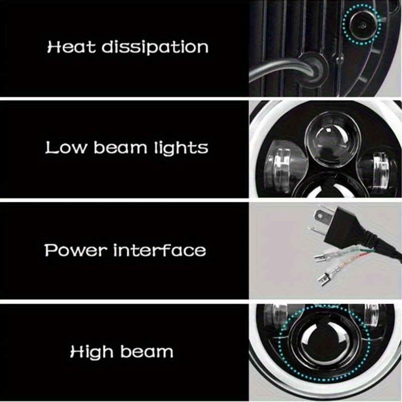 7-Inch LED H4 Round Headlights - Image 8