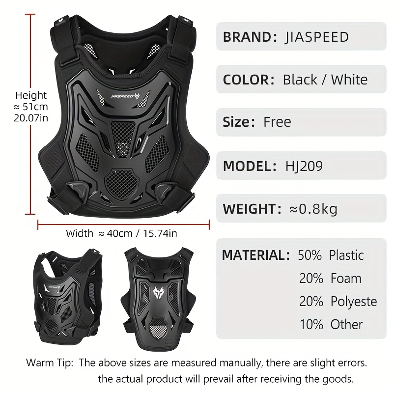 Motorcycle PE vest with adjustable shoulder straps, foam padding - Image 9