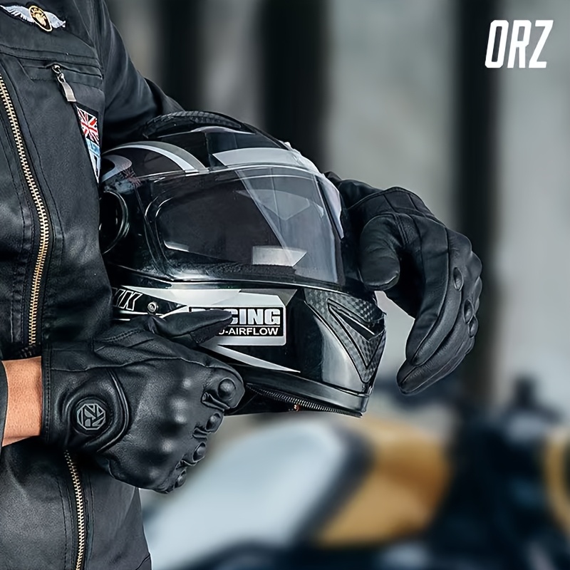 1 Pair Vintage Black Perforated Motorcycle Gloves - Image 7