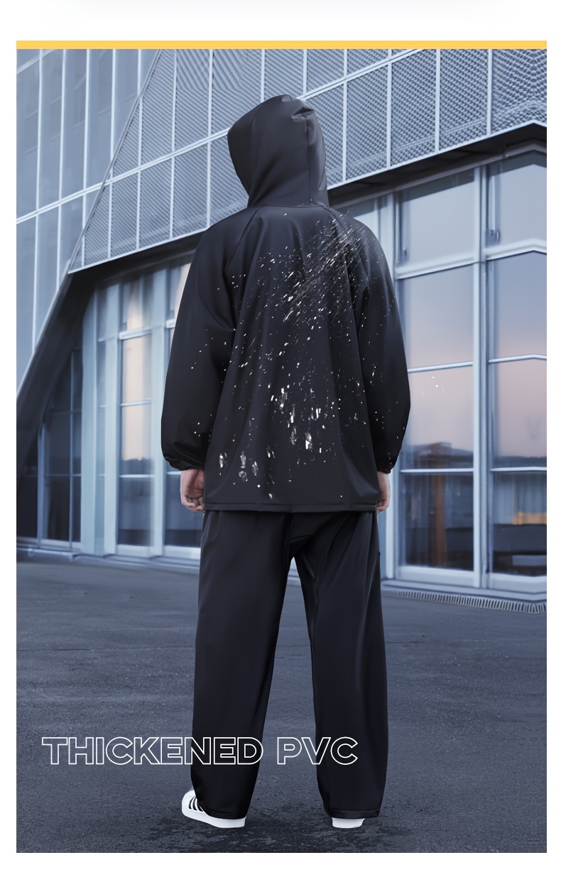 BM Raincoat and Pants for Men, Upper and Lower Separated Heavy Adult Motorcycle Raincoat Suit Black, Suitable for Riding, Outdoor Work, Outdoor Hiking