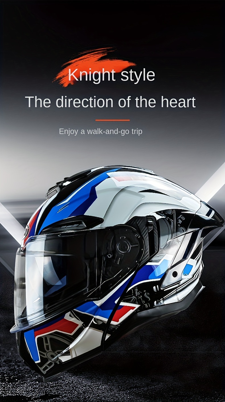 Dual Visor Motorcycle Helmet, Stylish Design, ABS Material, Flip-Up, Unisex Helmet