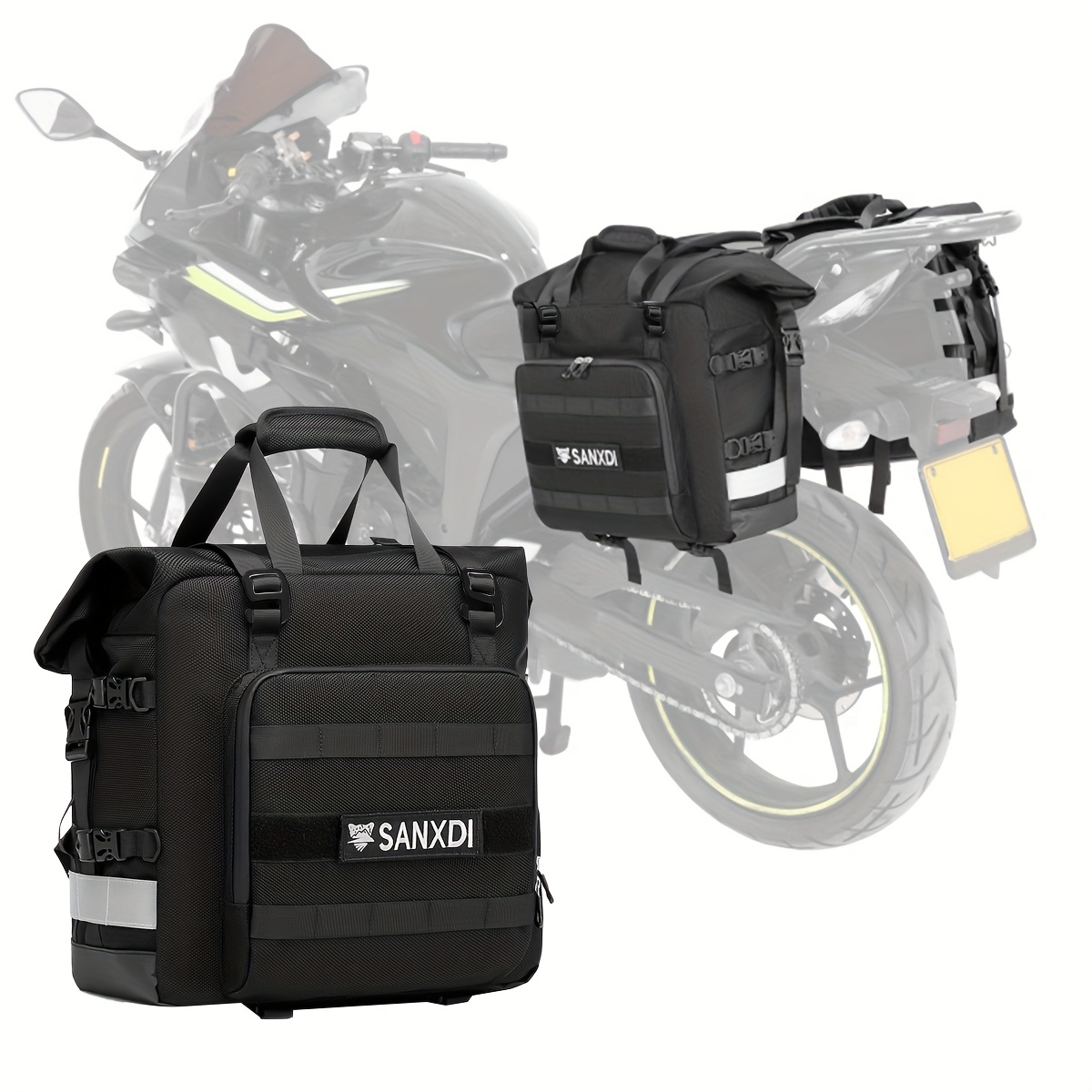 Saddle Bag 20L-40L Expandable Pannier Bag Motorbike Storage Bag 1pc - Image 3