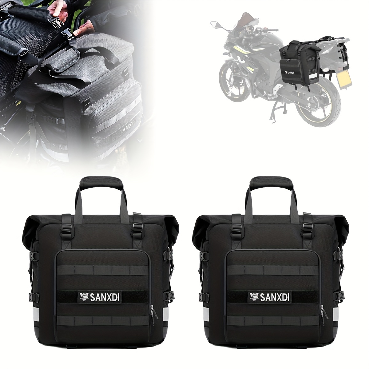 Saddle Bag 20L-40L Expandable Pannier Bag Motorbike Storage Bag 1pc - Image 2