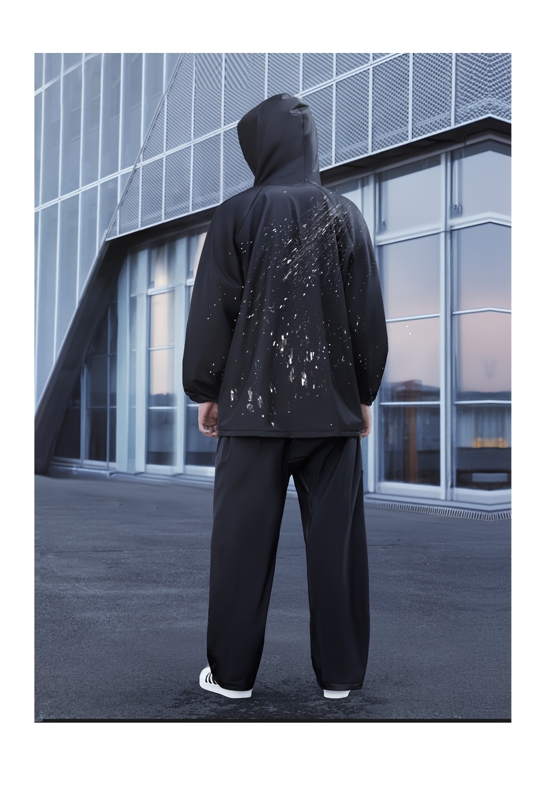 BM Raincoat and Pants for Men, Upper and Lower Separated Heavy Adult Motorcycle Raincoat Suit Black, Suitable for Riding, Outdoor Work, Outdoor Hiking