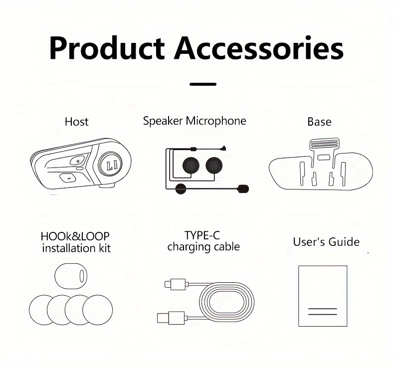 Kihous L1 Wireless Motorcycle Helmet Headset with Light, 10 Hours Playtime, Type-C Charging, Non-Waterproof, Plastic, Media Control, 450mAh Lithium Polymer Battery, 2.5-14W, Micro USB Earphone Jack, Smart Voice Assistant, Music Player