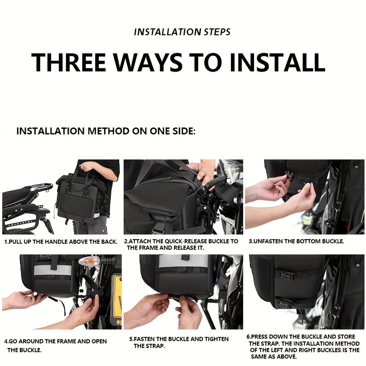 Motorcycle Side Bag Quick Release 3D Cube Tail Bag Saddle Bag 20L-40L Expandable Pannier Bag Motorbike Storage Bag 1pc