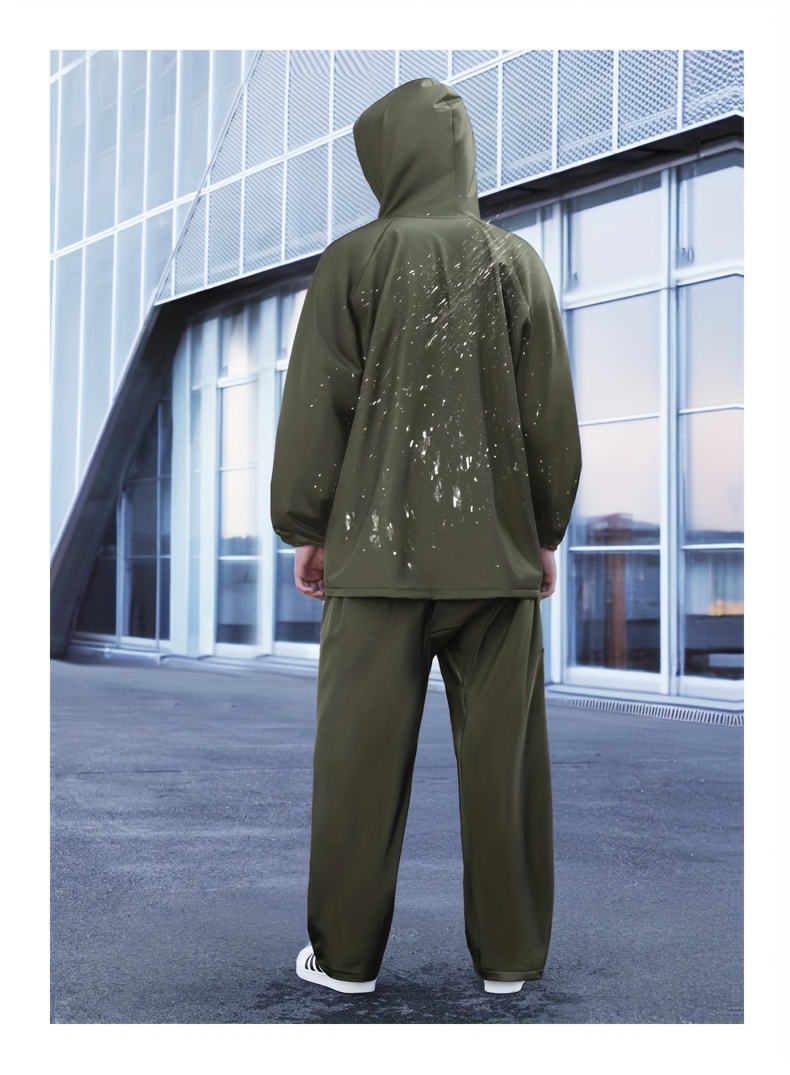 BM Raincoat and Pants for Men, Upper and Lower Separated Heavy Adult Motorcycle Raincoat Suit Black, Suitable for Riding, Outdoor Work, Outdoor Hiking