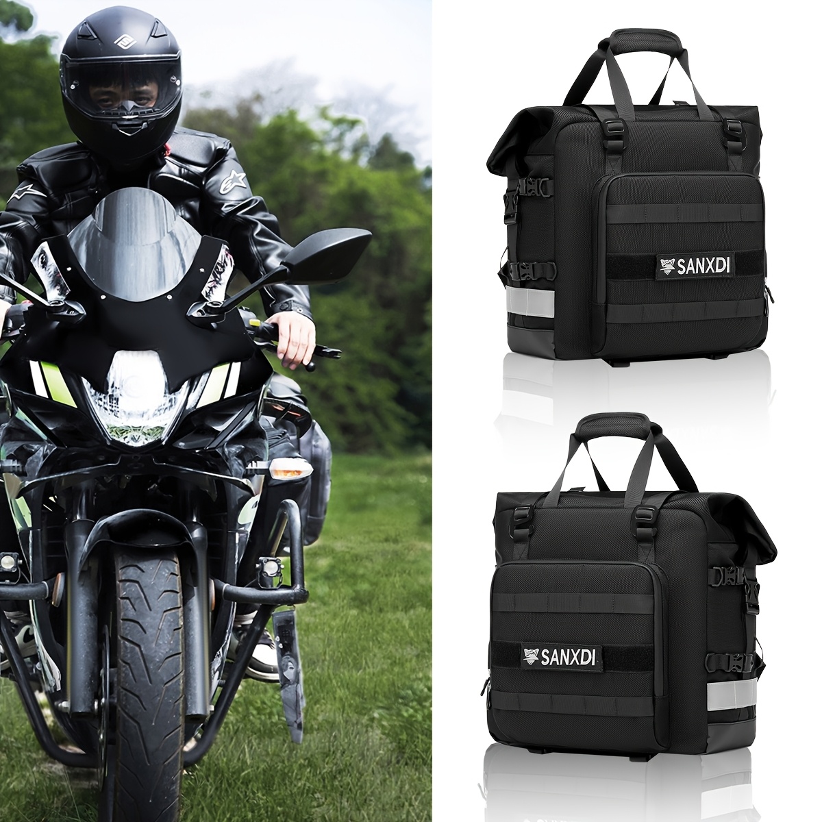 Saddle Bag 20L-40L Expandable Pannier Bag Motorbike Storage Bag 1pc - Image 7