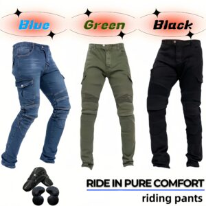 Men's Motorcycle Riding Jeans with Stretch Comfort & Multiple Pockets