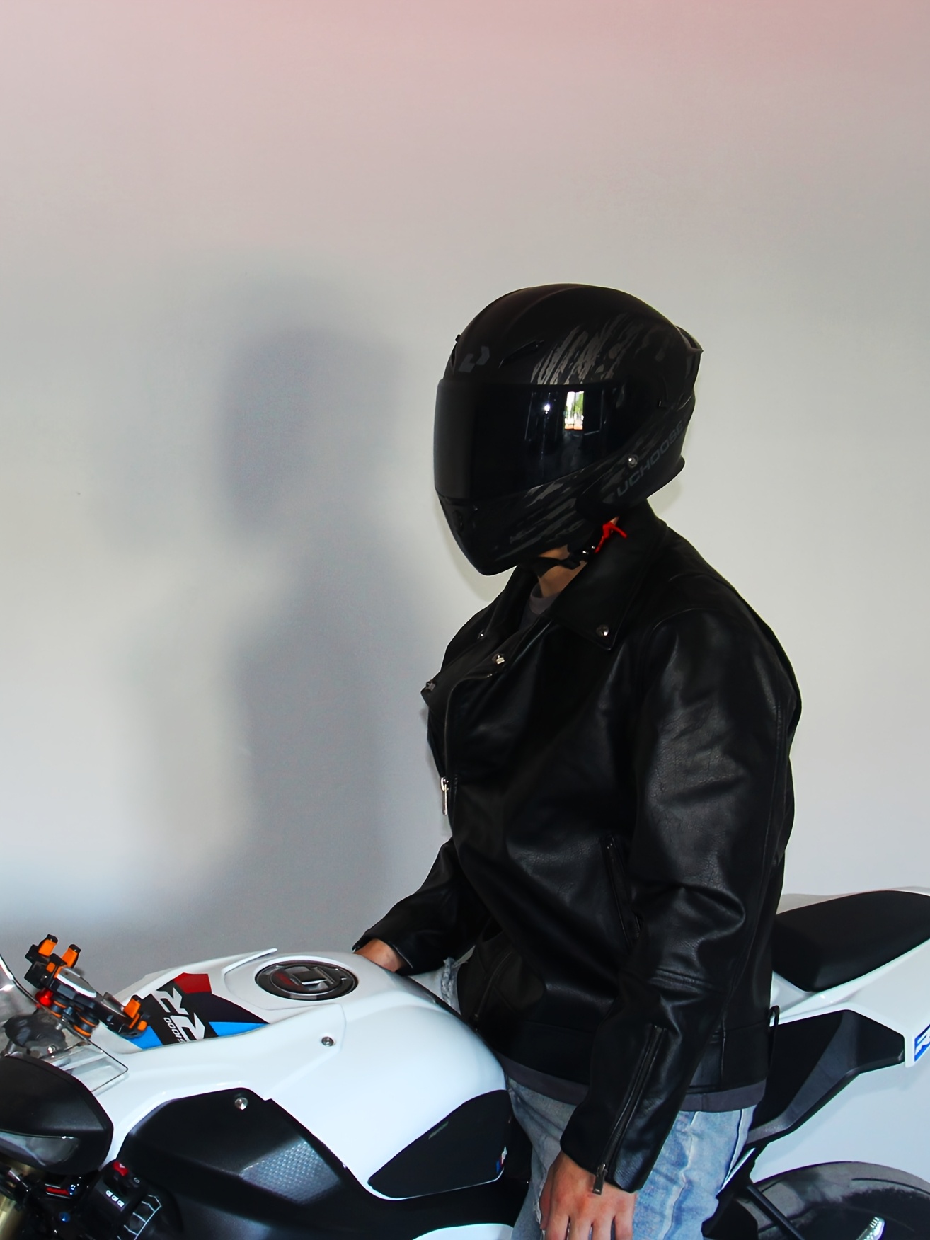 LUOCHOSE Modular Motorcycle Helmet - Sleek Black with Red Accents, ABS Material, Reflective Visor for Safe Night Riding, Ideal for Daily Commuting - Small Size, Motorcycle Riding Gear