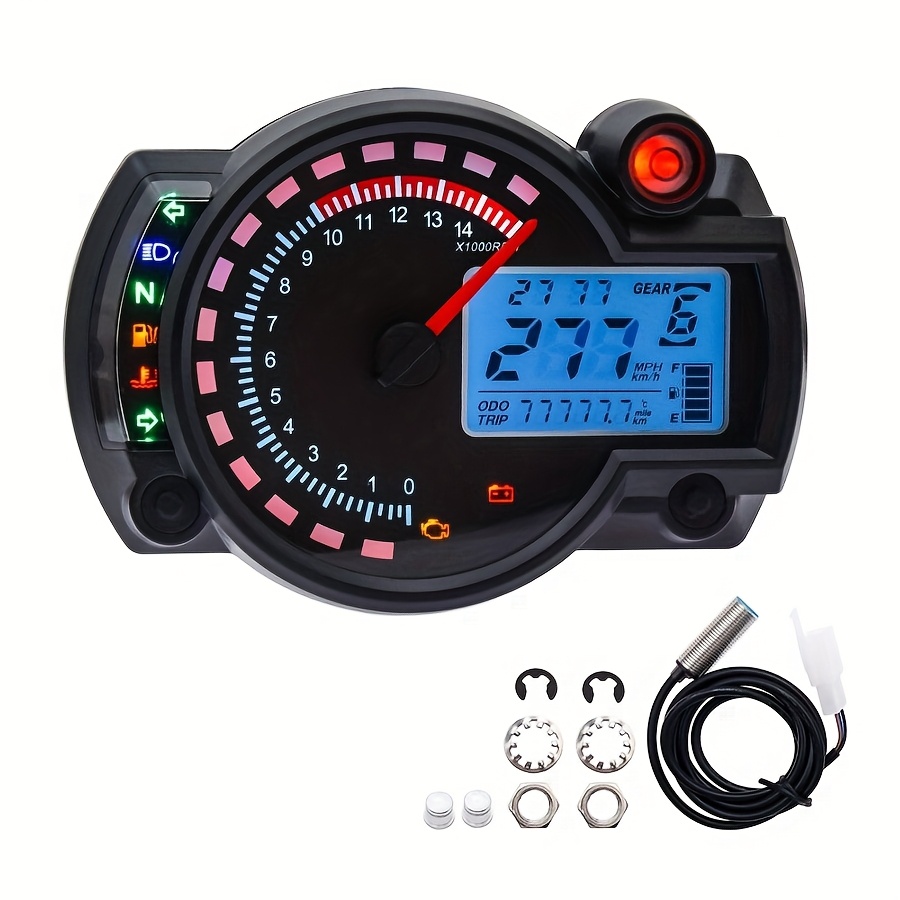 7-Color Adjustable Universal LCD Digital Speedometer for Motorcycles