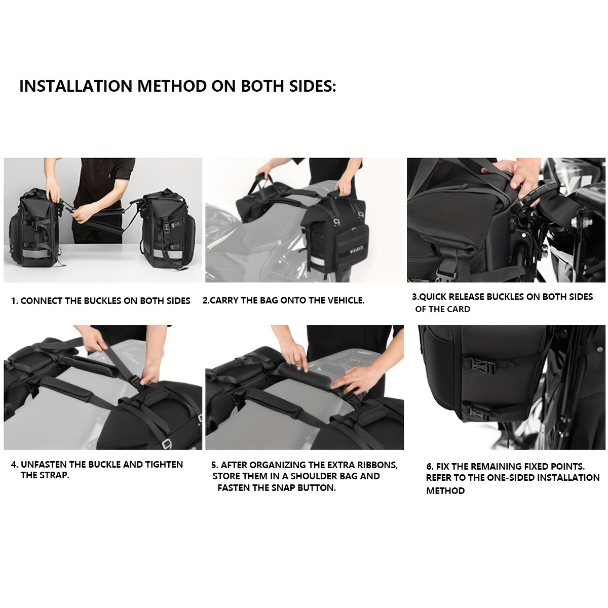 Motorcycle Side Bag Quick Release 3D Cube Tail Bag Saddle Bag 20L-40L Expandable Pannier Bag Motorbike Storage Bag 1pc