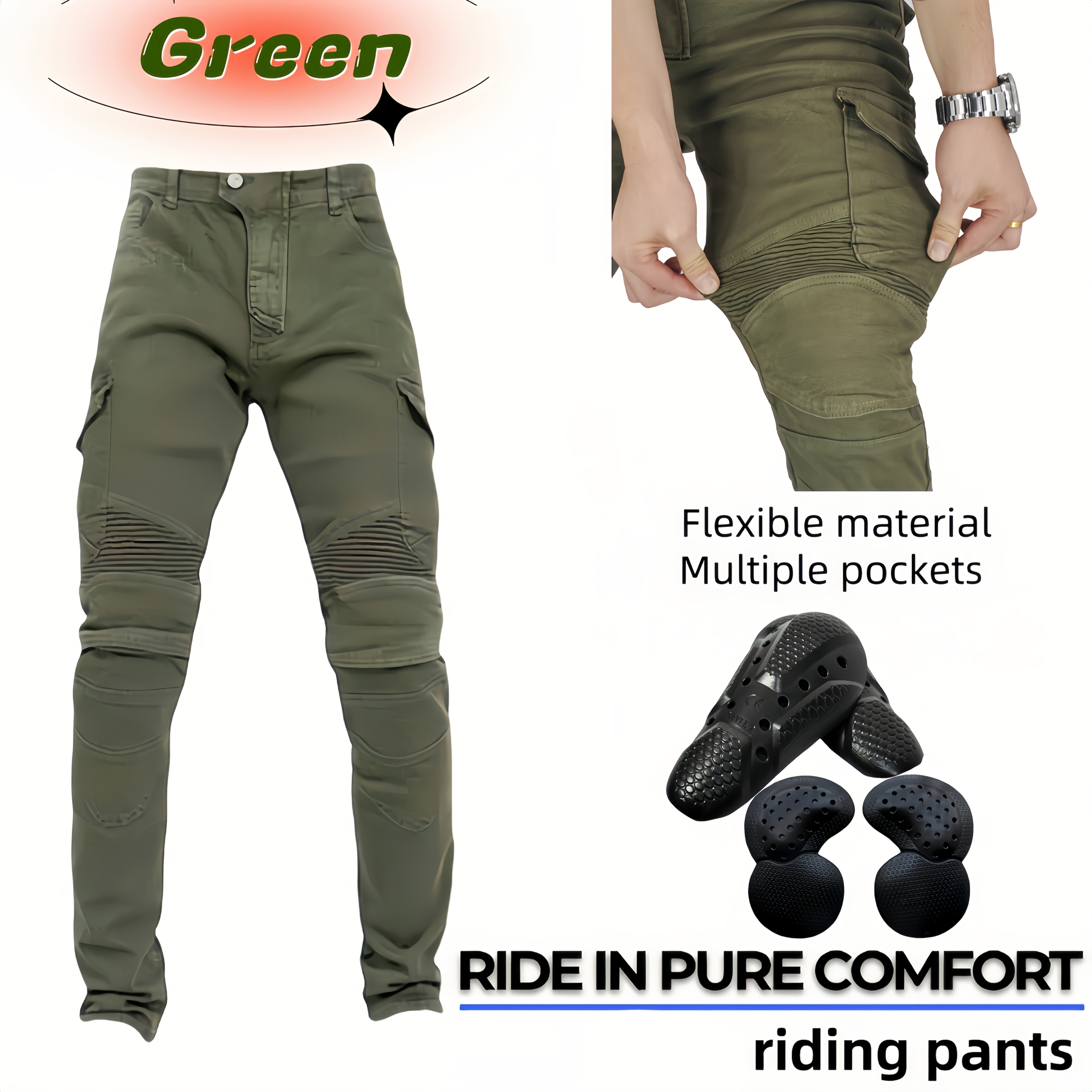 Men's Motorcycle Riding Jeans with Stretch Comfort & Multiple Pockets - Image 4