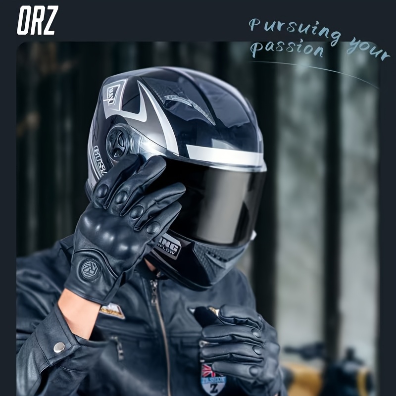 1 Pair Vintage Black Perforated Motorcycle Gloves - Image 9