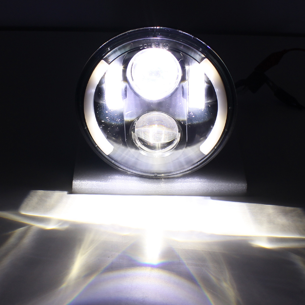 14.61cm LED Motorcycle Headlight - High/Low Beam, DRL & Turn Signal, Fit for Dyna Softail, Sportster, Iron 883, FXCW - 12V, No Battery Needed, Motorcycle Lighting Upgrade, Sleek Headlight Design, Durable Construction