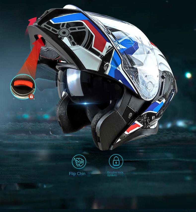 Dual Visor Motorcycle Helmet, Stylish Design, ABS Material, Flip-Up, Unisex Helmet