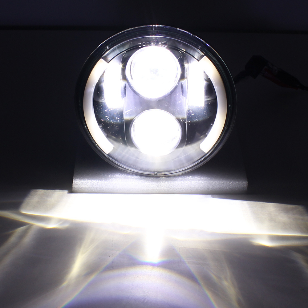 14.61cm LED Motorcycle Headlight - High/Low Beam, DRL & Turn Signal, Fit for Dyna Softail, Sportster, Iron 883, FXCW - 12V, No Battery Needed, Motorcycle Lighting Upgrade, Sleek Headlight Design, Durable Construction