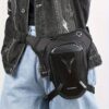 Black Motorcycle Leg Bag with Adjustable Strap