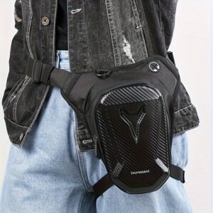 Black Motorcycle Leg Bag with Adjustable Strap