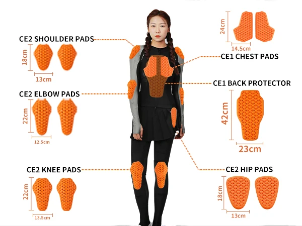 WOSAWE CE Certified Moto Motorcycle Back Elbow Knee Shoulder Chest Hip Protector - Image 5