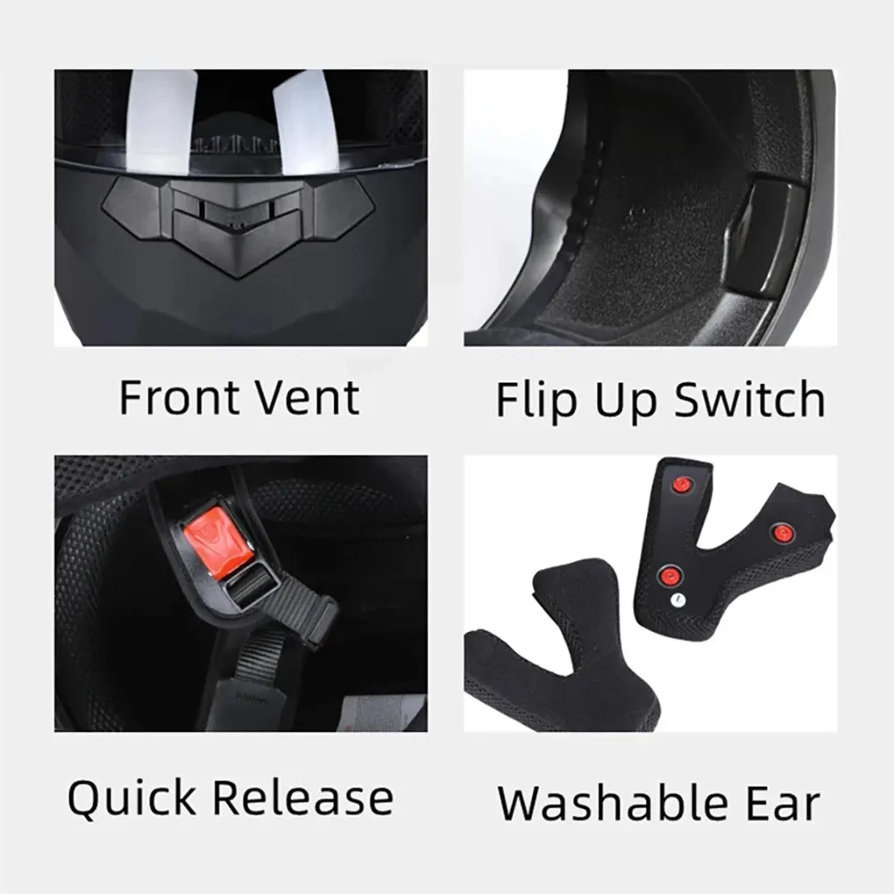 Dual Lens Flip Up Helmets Motocross Racing Modular Cascos - Image 4