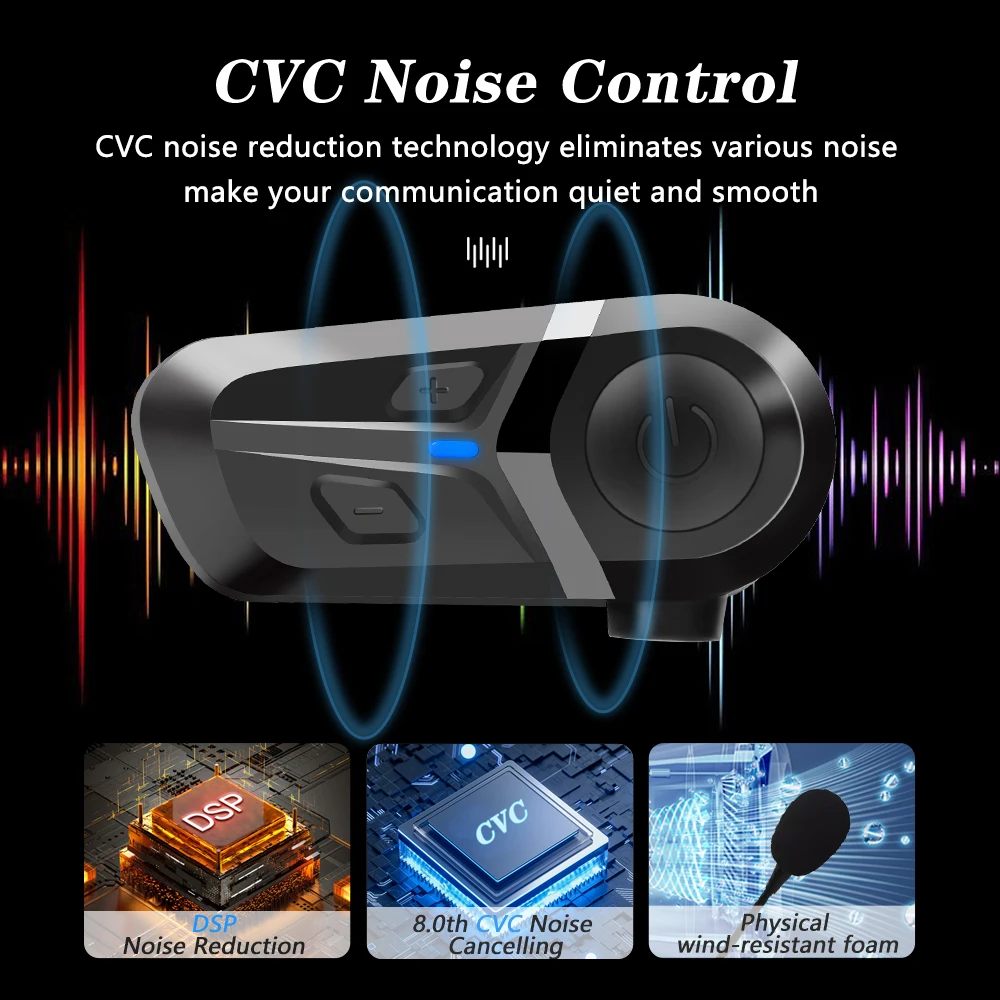 Bluetooth 5.3 Wireless Motorcycle Helmet Headset